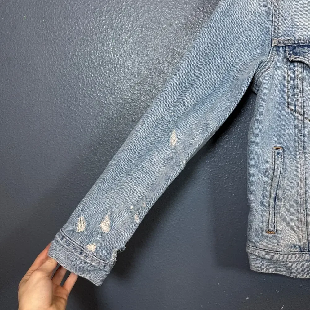 Levi’s S men’s blue denim distressed light jacket bomber